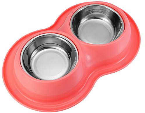 POPETPOP Cuenco Doble para Perros De Acero Inoxidable Antideslizante Comedero Doble Alimentador Lento Agua Comida Gatos Perro Cachorros Anti-Hormiga (Color Aleatorio)