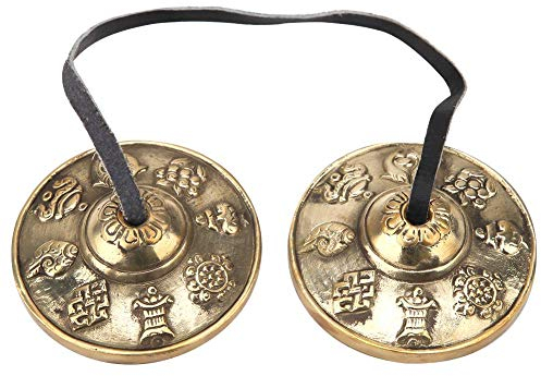 Campana de Meditación Tibetana Hecho a Mano Budista Símbolo Afortunado Meditación en Relieve Campana de Yoga Campanas Instrumento de percusión(#1)