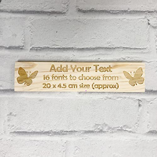 Personalised wooden plaque/sign bespoke childs bedroom door/custom text -Butterflies