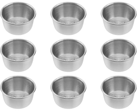 TOPBATHY Stainless Steel Sauce Cups 9 Pack Mini Dipping Bowls Seasoning Dish for Kitchen Hot Pot Dumpling Fries Appetizer Plates Home Restaurant Catering