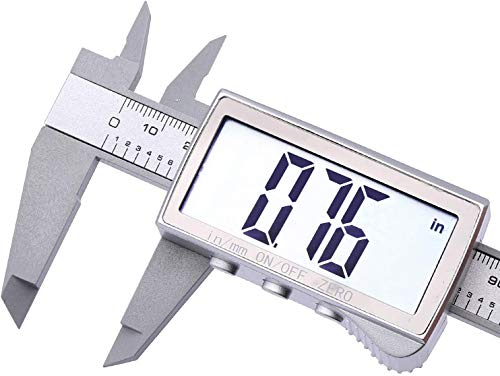 TOPWAY Digital Vernier Caliper 150mm 6 Inch, Large Display Imperial and Metric Units Fraction Conversion Carbon Fiber Electronic Caliper Measuring Tool 401433