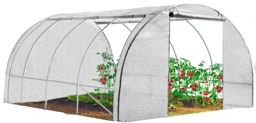 IDMarket - Serre Tunnel de Jardin 4 Saisons 12M² Blanche Gamme maraîchère Zebra 4x3M