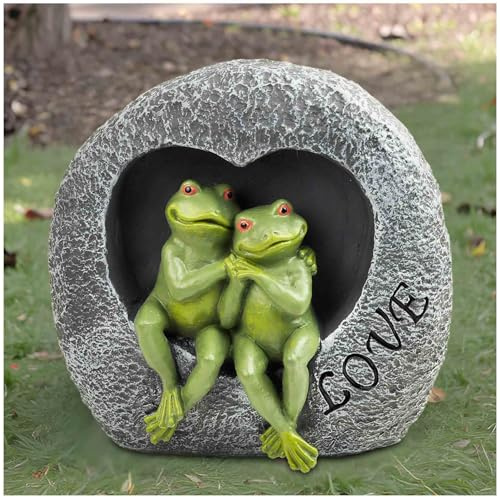 DurableDelights Lover Frog Decor Garden Frogs Couple Statues Romantic Resin Animal Figurine Frog Stuff Outdoor Lawn Accessories 7 Inch