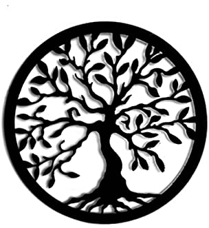 Pet-Jos Baum des Lebens BLACK Wanddeko Baum Wanddekoration DekoTree of Life Wooden Wall Decoration Family Wall Art Geometrische Ornamente Minimalistische Wandkunst Hängende Dekoration