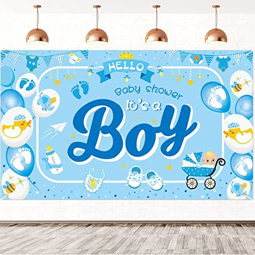 DPKOW It's a Boy Banner für Babyparty Deko Jungen, Baby Shower Innen Haus Deko, Babydusche Foto Hintergrund Dekoration, Babyparty Wand Raum Dekoration, 185 * 110cm Stoff