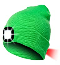 INHDBOX LED Mütze Kappe, Strickmütze mit USB Nachladbare Licht, Beleuchtung und blinkende Warnungs-Arten 8 LED, einfache Installation Vorne Hinten Scheinwerfer-Mütze, Unisex-Winterwärmer-Strickkappe