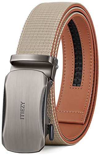 ITIEZY Herren Gürtel, Gürtel Nylon Ratsche Automatikschließe Business Anzug Gürtel für Männer 35mm Breit Ledergürtel 2 Stücke,Größe Angepasst