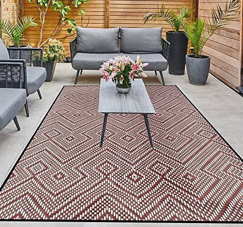 ARSUK Outdoor Plastic Rug (180 x 120 cm) - Weatherproof, Indoor and Outdoor Use, Ideal for Garden, Camping, Patio, Balcony Carpet, Picnic, Backyard, Lightweight, Foldable, Recyclable Material