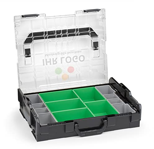 Boîte de rangement L-BOXX 102 noire avec couvercle transparent et set de boîtes de rangement D3, idéale pour organiser vis et petites pièces