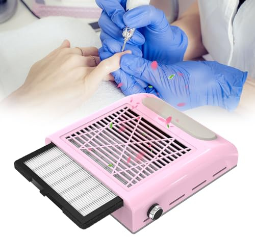 AISEELY Dammsugning för naglar, nageldammsugare med filter, 80 W nageldammsugare, justerbar dammutsugning, nagelstudio för akrylnaglar manikyr pedikyr, rosa