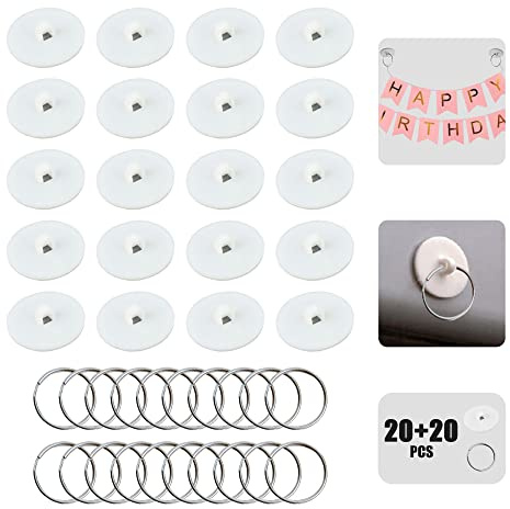 Adhesive Ceiling Disc Hook,Small Hanging Suspension Ring,Powerful Sticky Decoration Hanger,Poster/Flagpole/Balloon/Ribbon/Bells/String Lights Holder,Party/Wedding/Ceremony Ornament Gadget(20pcs)
