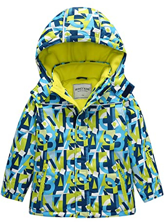DAWILS Giacca da Sci per Ragazzi Impermeabile Giubbotto da Neve in Pile Bambini Soft Shell Caldo Capispalla da Snowboard Antivento Cappotto da Montagna Parka Invernale Bambino Mimetica Verde 7 Anni