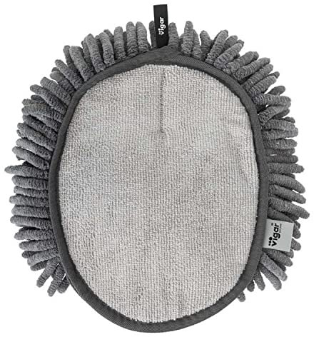 VIGAR - Manopla de Limpieza - Talla Única - 18 x 1,5 x 21 cm - Modelo Rengo - Microfibra - para Limpiar Interior y Exterior de tu Hogar o Coche - Gris