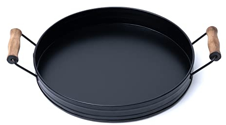 Matt Black Premium Metal Serving Tray with Handles - Premium Decorative Home Décor 29cm - Cosmetic Serving Tray and Platter - Makeup Organiser and Plate - Jewellery, Perfume, Candle, Coffee