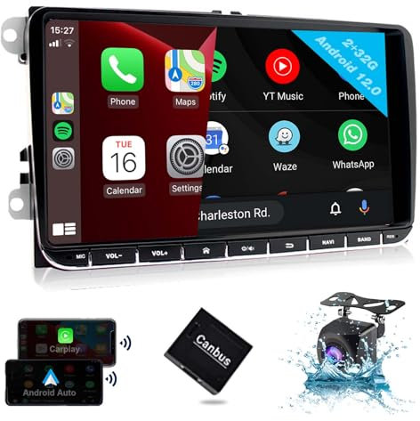 SEMAITU Android 12 Car Radio for VW, Golf 5 6 Passat Polo Skoda Tiguan Seat, 9 Touchscreen Car Radio with GPS Navigation, Backup Camera, WiFi BT USB RDS DSP EQ FM AM Radio, 2GB+32GB (TH0029-UK)