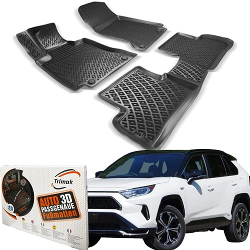 Trimak 3D Fussmatten für Toyota RAV 4 5.Gen ab 2018 | Gummimatten aus TPE Gummi, Passgenau, Wasserdicht, Hoher Rand, Rutschfest, Leicht zu Reinigen