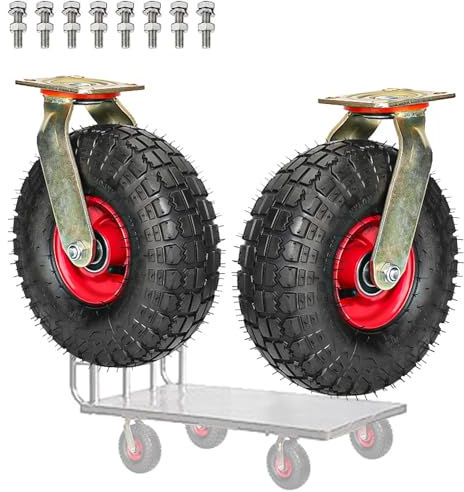 WORDFUN Geräuschlose Schwerlast Räder, Luftreifen Gummi Rollen, Tragfähigkeit:150KG, Durchmesser 200/250 Mm, Gewinde M8, for Trolleys, Möbelroller Transportroller, Werkbank Rollen
