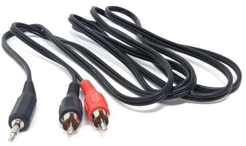 Drut Spina Jack Mono Maschio da 2 m da 3,5 mm a 2 connettori RCA fono Rosso/Nero Cavo Audio AUX da 6,5 Piedi