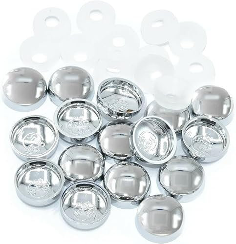 Chrome Dome Screw Cover Caps, Clip-On Type for 6g & 8g Mirror Screws, Decorative Cap Covers for No.6–8 Gauge, Pack of 50