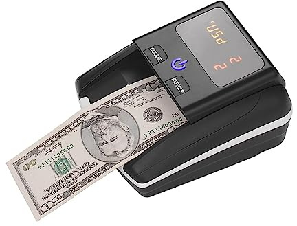 Sunydog Portable Counterfeit Bill Detector Machine, Denomination Value Counter UV/MG/IR Detection with Battery Counterfeit Fake Money Currency Cash Checker Tester Machine for USD Euro for Office