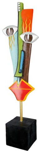 Casablanca Deko große Figur Skulptur XXL - Gesicht Dekofigur aus Kunstharz Metall Mehrfarbig - Dekoration Geschenk Geburtstagsgeschenk Höhe 64 cm