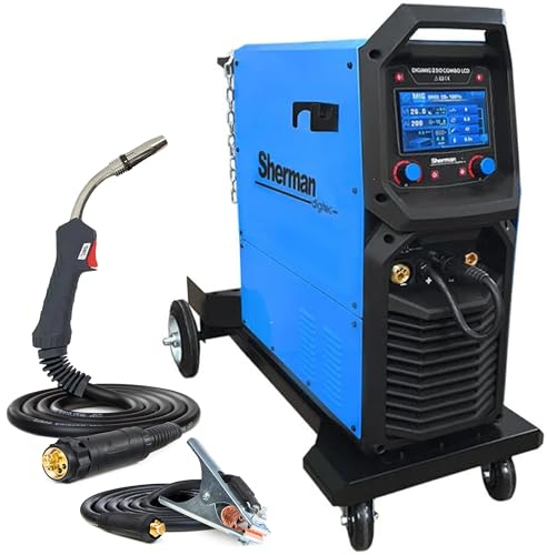 Sherman DIGIMIG 250 COMBO LCD - Soldador Inverter Profesional 250 A 400 V - Sinergia - MIG/MAG, MMA, TIG - Regulación de Inductividad - Alimentador de Hilo de 4 Rodillos y Función Fan Stop