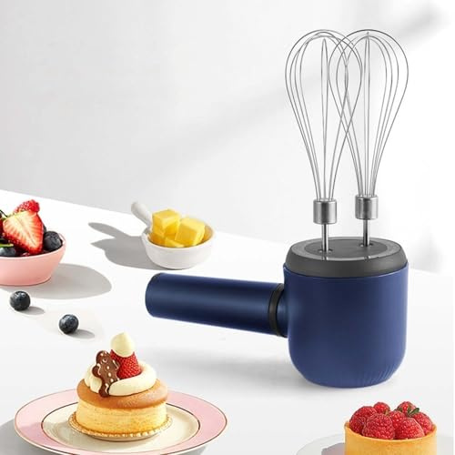 Cordless Hand Mixer, Twin Stick Electric Whisk USB Rechargeable Handheld Electric Mixing with 3 Speed Self-Control,Stainless Steel Egg Beaters & Balloon Whisk for Gifts,Baking,Pancakes
