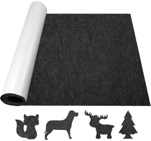 HDKAJL Filz Selbstklebend dunkelgrau 2mm Dicke – 200 cm x 30 cm Klebefilz Selbstklebend, Mehrzweck zum Zuschneiden für Möbelschutz & DIY