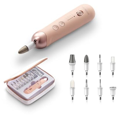 Ponceuse ongle électrique professionnelle – Boston Tech Queen avec 9 embouts, 5 vitesses, LED, rotation double sens, recharge USB, kit manucure pédicure complet