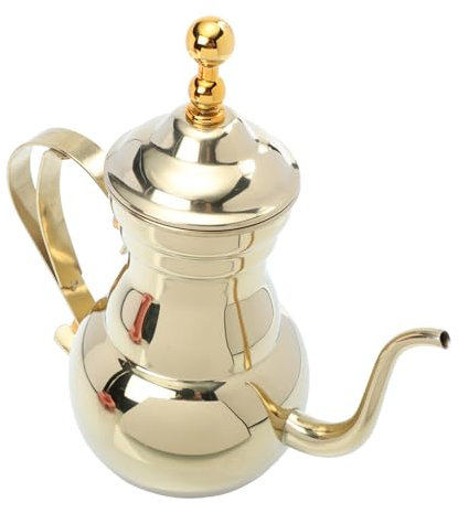 Amosfun Long Spout Tea Kettle Stainless Steel Arabic Coffee Pot with Filter Capacity for Hot and Cold Beverages at Home
