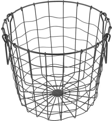GSCLZ Round Iron Firewood Storage Basket Outdoor Log Bin Carrier Baskets Logging Black