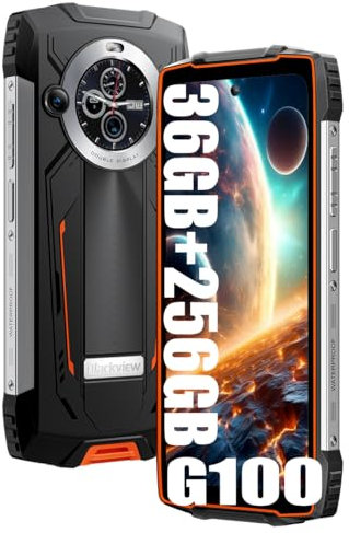 Blackview BV8200 Outdoor Handy, 36GB+256GB/2TB (2025), Smartphone Ohne Vertrag, 6.5 FHD+, 8800mAh, IP69K Wasserdicht,Baustellenhandy, 50MP+32MP/Dual 4G/OTG/GPS/NFC Orange