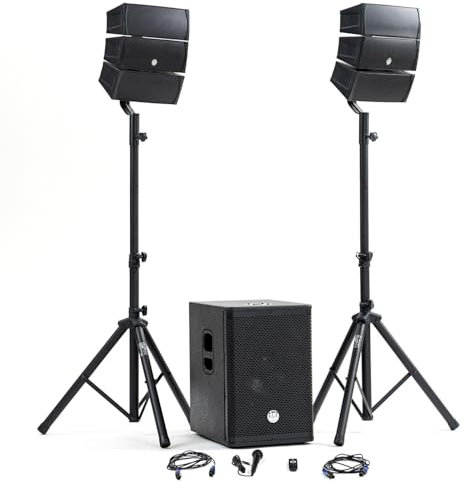 Pack Sono DJ Complet BM Bmsonic BMS-12-ARRAY-BT, 1000W, Enceintes Satellites, Caisson 31cm USB/Bluetooth, Supports Câbles