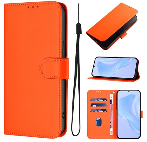 COTDINFOR Kompatibel mit iPhone 6 Plus Hülle Flip Wallet Case Brieftasche Klapphülle Kartenfach Standfunktion PU Leder Tasche Stoßfest Schutzhülle Handyhülle für iPhone 6/7 / 8 Plus Orange YB-CS