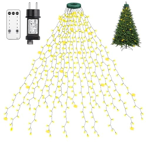 Xahpower 2M x 16 Fili 400 LED Luci Albero di Natale, 8 Modalità, IP44 Impermeabile, Luci Natale per Albero 1,5 a 2,5m Interni Esterni Giardino (Bianco Caldo)
