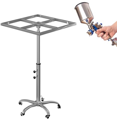 veonly Upgraded Rotating Paint Stand with Wheels, Cabinet Door Spraying Stand, Adjustable 23.6–35.4 inch Spray Painting Rack, 360° Stainless Steel Rotating Paint Table for Car Doors & Panels