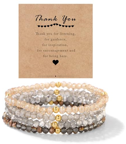 LOCCY Damen Kristall Perlen Armband Boho Modeschmuck | 4mm Mehrschichtiges Steine Armband Beste Freundin Geschenke