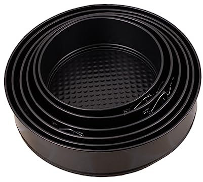 VALICLUD 6 pezzi Stampo per Torte Rotonde Antiaderente con Cerniera Acciaio Carbonio Base Favo Teglie per Dolci per Feste Matrimoni e Compleanni Nero