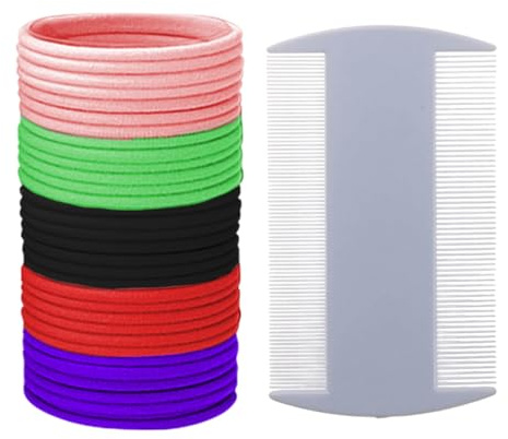 60 Pezzi Antipidocchi Elastici Capelli Bambina, Con un pettine antipulci Prevenzione Pidocchi Elastici per Capelli, Abbinato ai Pidocchi Pettinino (5 colori)