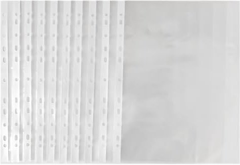 MIEGUIWOR 100 Piezas Fundas Plastico A4, Fundas Transparentes A4 con PP (0.08mm,80 micras,80 micron),11 Agujeros para 2/3/4 Anillas Carpeta de Anillas para Documentos,Archivos,Oficina,Escuela(8C-100)