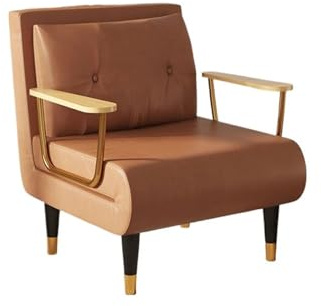 Modern Konvertibel bäddsoffa, Loungefåtölj, Fåtölj, Justerbart ryggstöd, Lämplig for vardagsrum/lägenhet/kontor Sovfåtölj(Bruin)