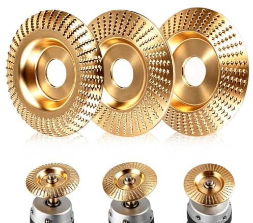 Lot de 3 roues en carbure de tungstène pour bois - 125 mm - Pour meuleuse d'angle - Disque abrasif pour bois - Fraise à bois - Défonceuse à racine - Disque abrasif diamant pour meulage, fraisage