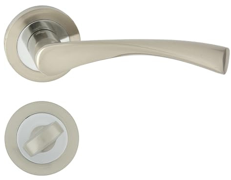 domino ROMANA-R M6/M9 Poignée de porte intérieure pour porte de salle de bain avec serrure Poignée de porte en aluminium chromé/nickel
