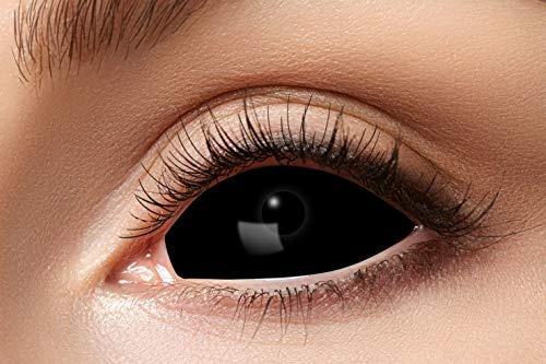 Eyecatcher 84091541-s03 - Lentilles de contact colorées Sclera, 1 paire, pour 6 mois, noir, carnaval, Halloween, sans correction de la vue