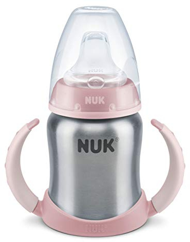 NUK Learner Cup Trinklernbecher | 125 ml | 6-18 Monate | hochwertiger Edelstahl | langlebig und hygienisch | auslaufsicher | Rosa