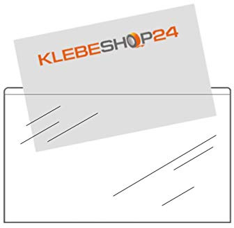 KLEBESHOP24 Visitenkartentaschen selbstklebend | Breite Seite offen | 105 x 60 mm | Verschiedene Verpackungseinheiten / 20 Stück | transparent, selbstklebend