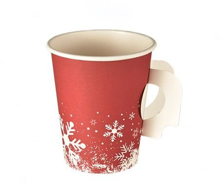 Papstar 1.000 Trinkbecher mit Henkel, Winter Time Pappe 0,2 l Ø 8 cm · 9,3 cm, Hartpapierbecher mit Griff Pappbecher Thermobecher, Glühweinbecher Weihnachtsmarkt Weihnachtsfeier