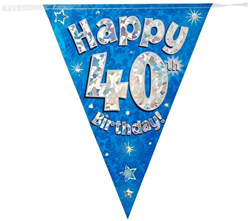 Eleganza zum 40. Geburtstag Wimpelkette, Folie, blau, 10 x 10 x 1 cm