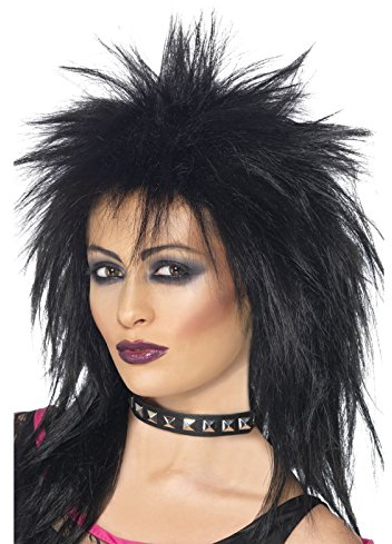 Fancy Dress VIP Adult Ladies Rock Band Diva Black Mullet Wig Accessory