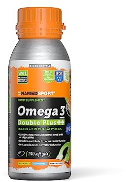 NAMEDSPORT SUPERFOOD Omega 3 Double Plus | Integratori Omega 3 Alta Concentrazione EPA+DHA Olio di Pesce Purificato | Certificato IFOS, Informed Sport | Supporto Cuore, Cervello, Vista | 240 Softgels